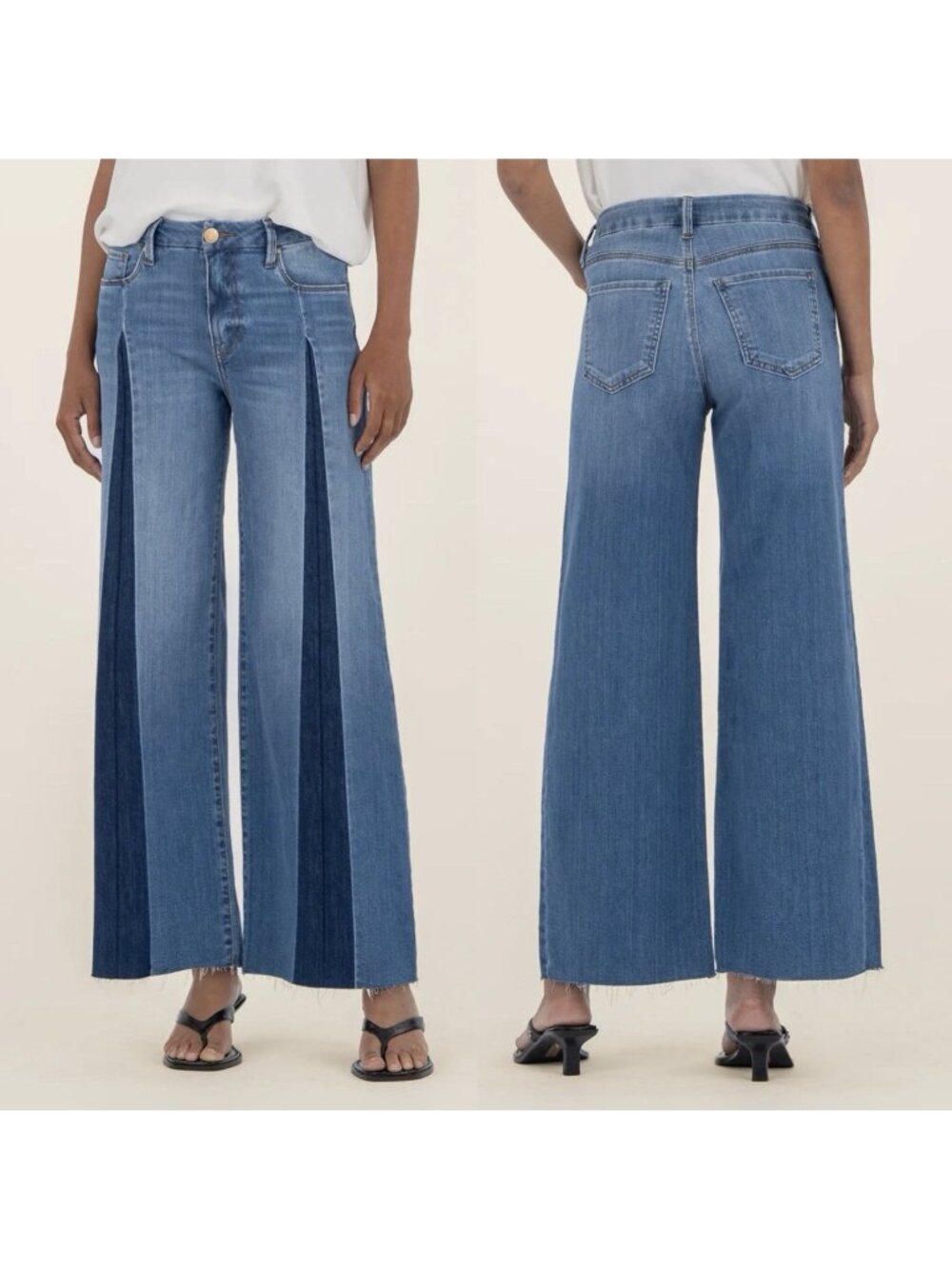 Kut from the Kloth Meg Wide Leg High Rise Jeans Pleated Two-Tone Women’s Size 8